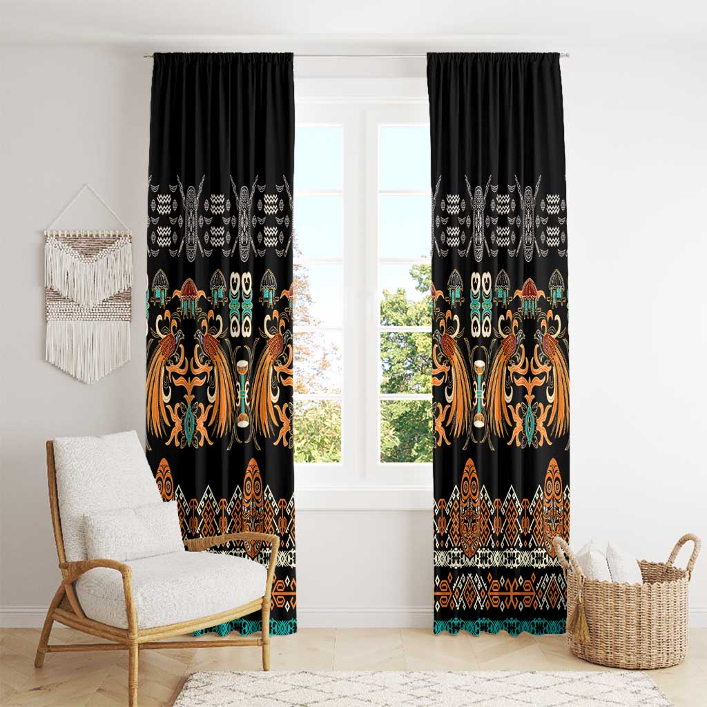 Black Batik Papua-inspired Pattern Window Curtain LT9 - Polynesian Pride