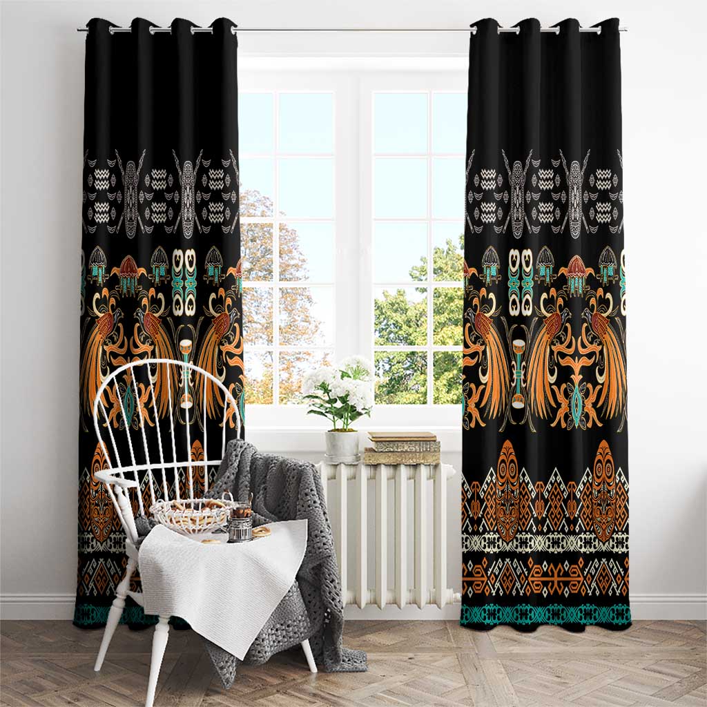 Black Batik Papua-inspired Pattern Window Curtain LT9 - Polynesian Pride