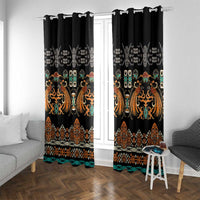 Black Batik Papua-inspired Pattern Window Curtain LT9 With Grommets Black - Polynesian Pride