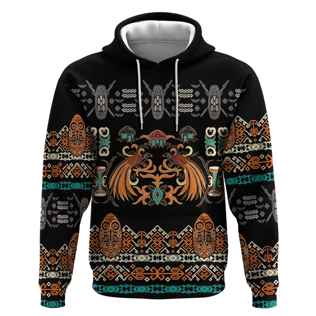 Black Batik Papua-inspired Pattern Zip Hoodie LT9 Pullover Hoodie Black - Polynesian Pride