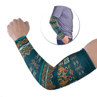 Dark Cyan Blue Batik Papua-inspired Pattern Arm Sleeves LT9 Set of 2 Blue - Polynesian Pride