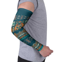 Dark Cyan Blue Batik Papua-inspired Pattern Arm Sleeves LT9 - Polynesian Pride