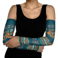 Dark Cyan Blue Batik Papua-inspired Pattern Arm Sleeves LT9 - Polynesian Pride