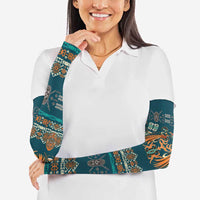 Dark Cyan Blue Batik Papua-inspired Pattern Arm Sleeves LT9 - Polynesian Pride