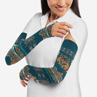 Dark Cyan Blue Batik Papua-inspired Pattern Arm Sleeves LT9 - Polynesian Pride