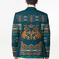 Dark Cyan Blue Batik Papua-inspired Pattern Blazer LT9 - Polynesian Pride