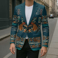 Dark Cyan Blue Batik Papua-inspired Pattern Blazer LT9 - Polynesian Pride
