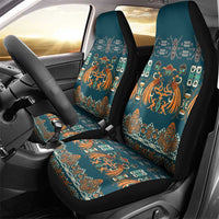 Dark Cyan Blue Batik Papua-inspired Pattern Car Seat Cover LT9 - Polynesian Pride