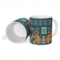 Dark Cyan Blue Batik Papua-inspired Pattern Ceramic Mug LT9 - Polynesian Pride
