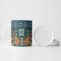 Dark Cyan Blue Batik Papua-inspired Pattern Ceramic Mug LT9 - Polynesian Pride