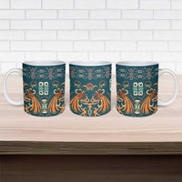 Dark Cyan Blue Batik Papua-inspired Pattern Ceramic Mug LT9 - Polynesian Pride