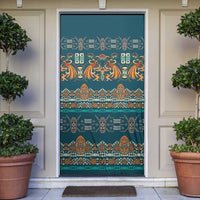 Dark Cyan Blue Batik Papua-inspired Pattern Door Cover LT9 Blue - Polynesian Pride