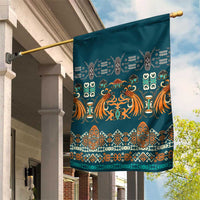 Dark Cyan Blue Batik Papua-inspired Pattern Garden Flag LT9 House Flag Blue - Polynesian Pride