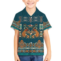 Dark Cyan Blue Batik Papua-inspired Pattern Hawaiian Shirt LT9 - Polynesian Pride