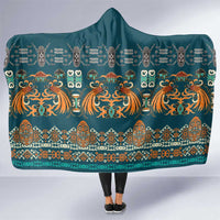 Dark Cyan Blue Batik Papua-inspired Pattern Hooded Blanket LT9 One Size Blue - Polynesian Pride