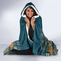 Dark Cyan Blue Batik Papua-inspired Pattern Hooded Blanket LT9 - Polynesian Pride