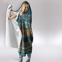 Dark Cyan Blue Batik Papua-inspired Pattern Hooded Blanket LT9 - Polynesian Pride