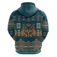 Dark Cyan Blue Batik Papua-inspired Pattern Hoodie LT9 - Polynesian Pride
