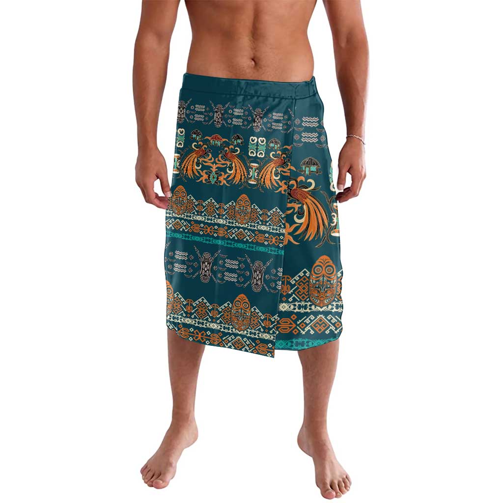 Dark Cyan Blue Batik Papua-inspired Pattern Lavalava LT9 Blue - Polynesian Pride