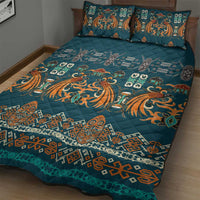 Dark Cyan Blue Batik Papua-inspired Pattern Quilt Bed Set LT9 - Polynesian Pride