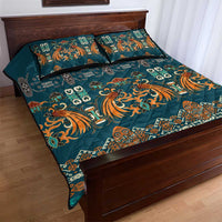 Dark Cyan Blue Batik Papua-inspired Pattern Quilt Bed Set LT9 - Polynesian Pride