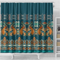 Dark Cyan Blue Batik Papua-inspired Pattern Shower Curtain LT9 - Polynesian Pride