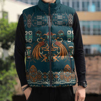 Dark Cyan Blue Batik Papua-inspired Pattern Sleeveless Puffer Jacket LT9 - Polynesian Pride
