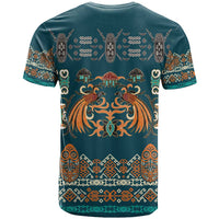 Dark Cyan Blue Batik Papua-inspired Pattern T Shirt LT9 - Polynesian Pride