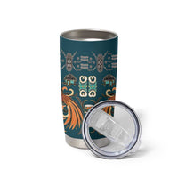 Dark Cyan Blue Batik Papua-inspired Pattern Tumbler Cup LT9 - Polynesian Pride