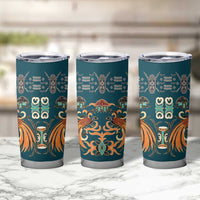 Dark Cyan Blue Batik Papua-inspired Pattern Tumbler Cup LT9 - Polynesian Pride