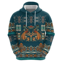 Dark Cyan Blue Batik Papua-inspired Pattern Zip Hoodie LT9 - Polynesian Pride