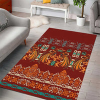 Oxblood Batik Papua-inspired Pattern Area Rug LT9 - Polynesian Pride