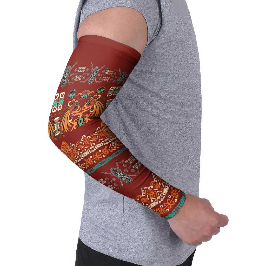 Oxblood Batik Papua-inspired Pattern Arm Sleeves LT9 - Polynesian Pride