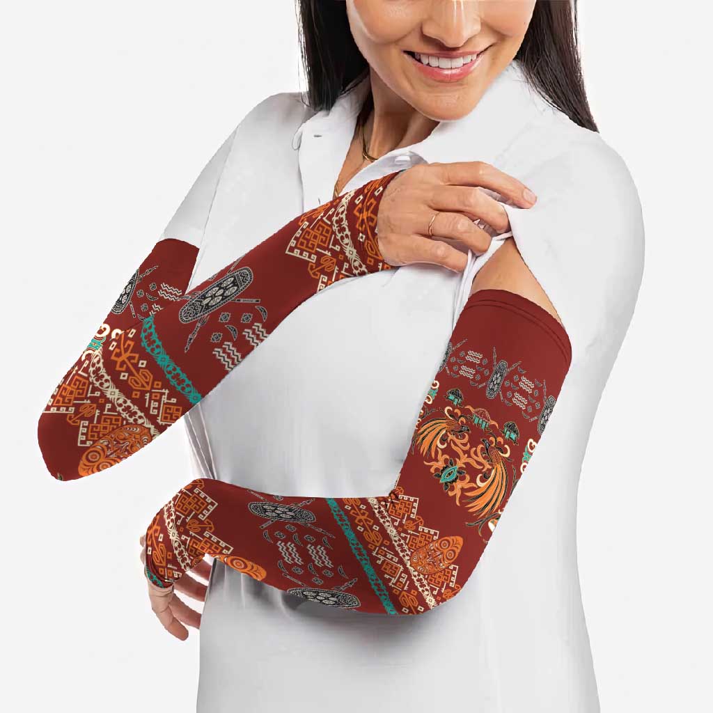 Oxblood Batik Papua-inspired Pattern Arm Sleeves LT9 - Polynesian Pride