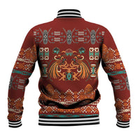 Oxblood Batik Papua-inspired Pattern Baseball Jacket LT9 - Polynesian Pride