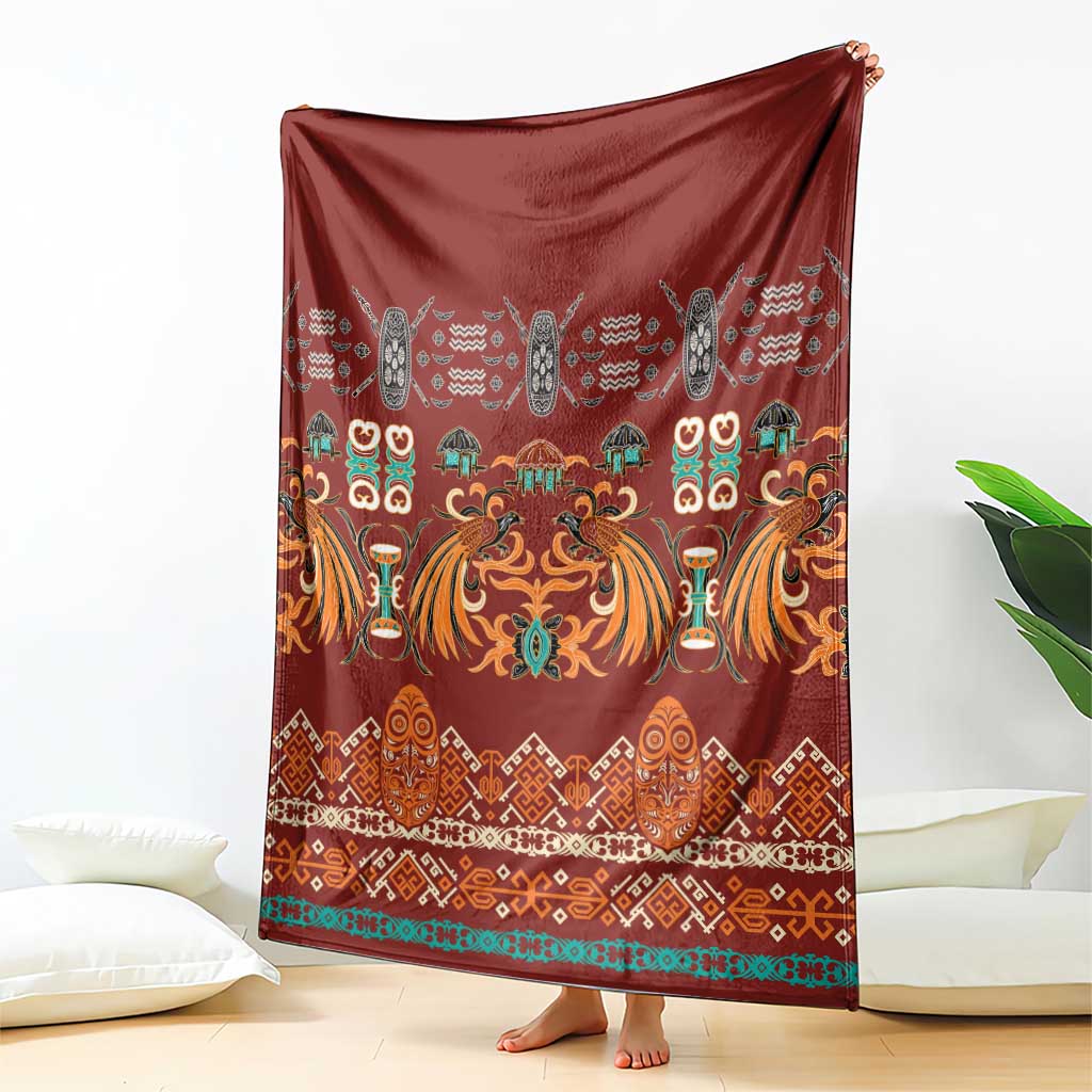 Oxblood Batik Papua-inspired Pattern Blanket LT9 - Polynesian Pride