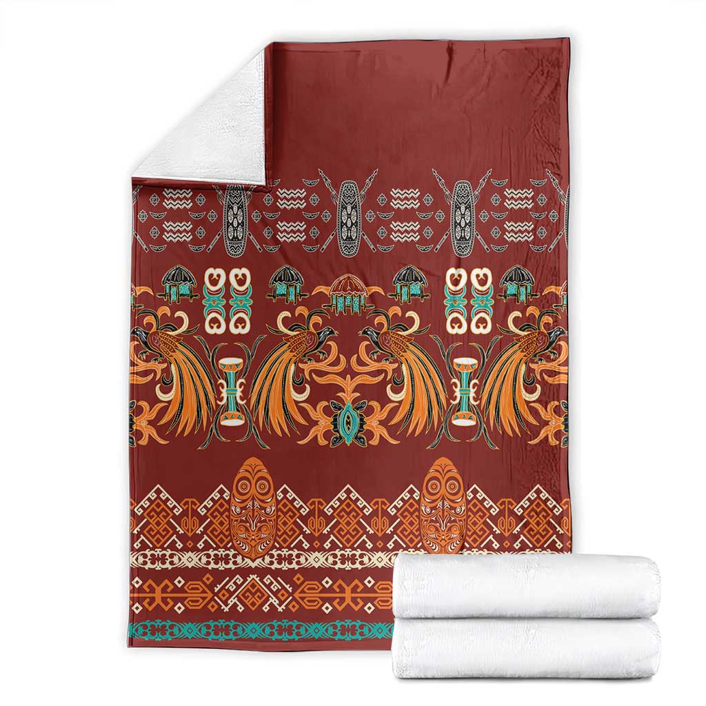 Oxblood Batik Papua-inspired Pattern Blanket LT9 - Polynesian Pride