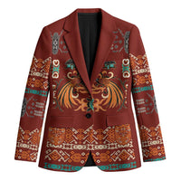 Oxblood Batik Papua-inspired Pattern Blazer LT9 Unisex Red - Polynesian Pride