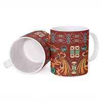 Oxblood Batik Papua-inspired Pattern Ceramic Mug LT9 - Polynesian Pride