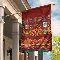 Oxblood Batik Papua-inspired Pattern Garden Flag LT9 House Flag Red - Polynesian Pride
