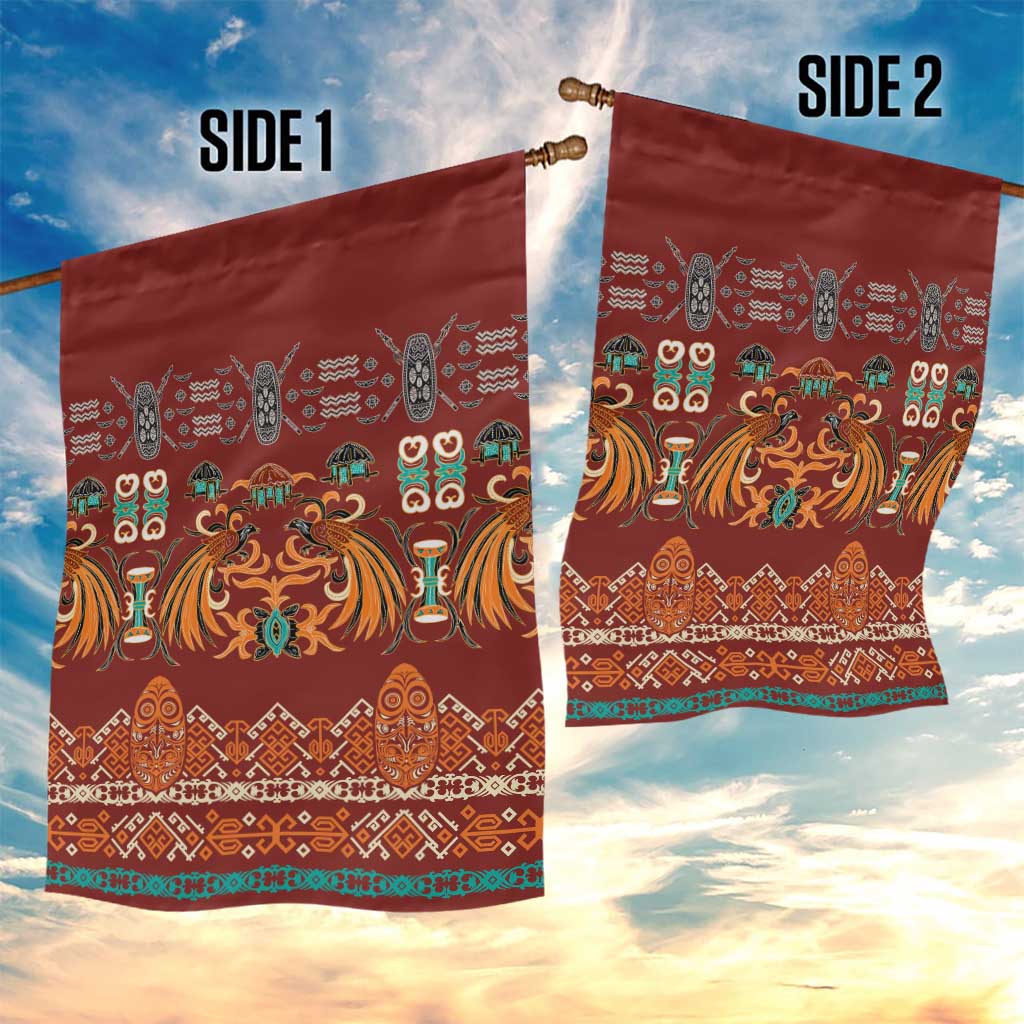 Oxblood Batik Papua-inspired Pattern Garden Flag LT9 - Polynesian Pride