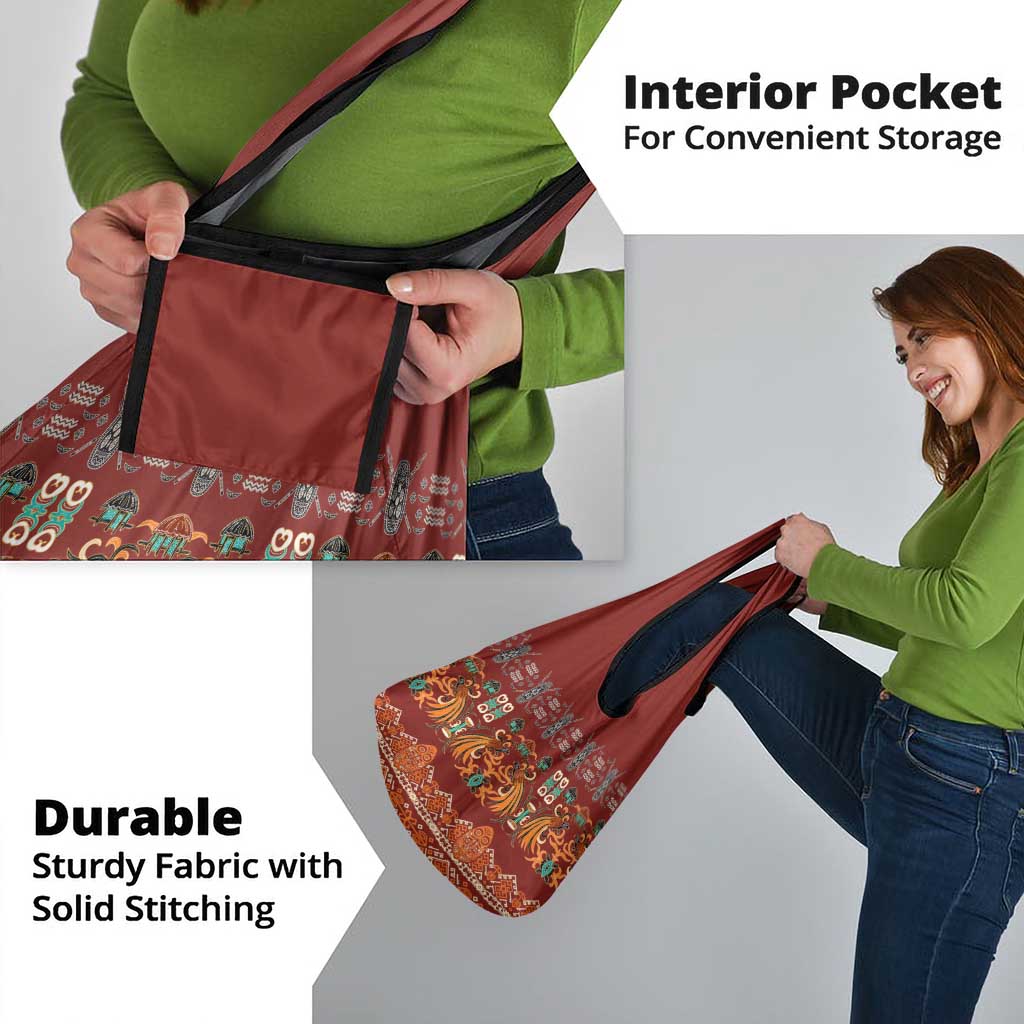 Oxblood Batik Papua-inspired Pattern Grocery Bag LT9 - Polynesian Pride