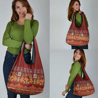 Oxblood Batik Papua-inspired Pattern Grocery Bag LT9 - Polynesian Pride