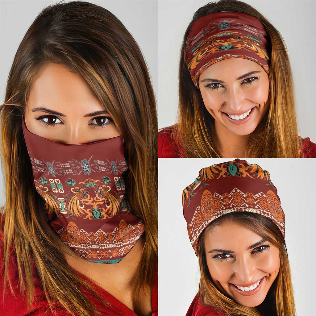 Oxblood Batik Papua-inspired Pattern Neck Gaiter LT9 - Polynesian Pride