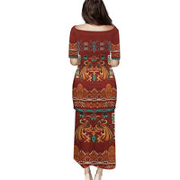 Oxblood Batik Papua-inspired Pattern Puletasi LT9 - Polynesian Pride