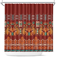 Oxblood Batik Papua-inspired Pattern Shower Curtain LT9 Red - Polynesian Pride