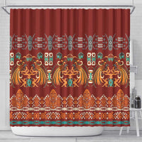 Oxblood Batik Papua-inspired Pattern Shower Curtain LT9 - Polynesian Pride