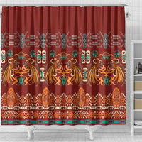 Oxblood Batik Papua-inspired Pattern Shower Curtain LT9 - Polynesian Pride
