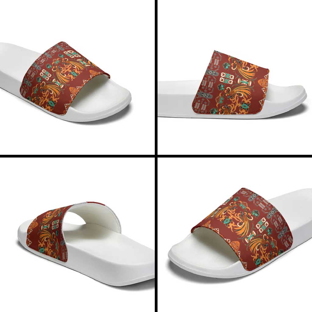 Oxblood Batik Papua-inspired Pattern Slide Sandals LT9 - Polynesian Pride