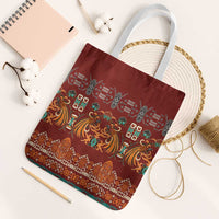 Oxblood Batik Papua-inspired Pattern Tote Bag LT9 White Strap One Size Red - Polynesian Pride
